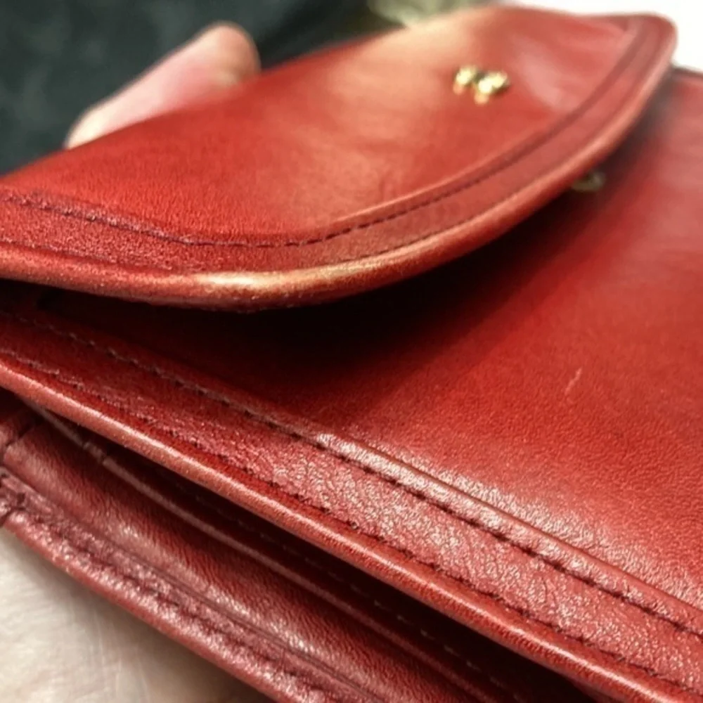 Bosca red leather checkbook wallet